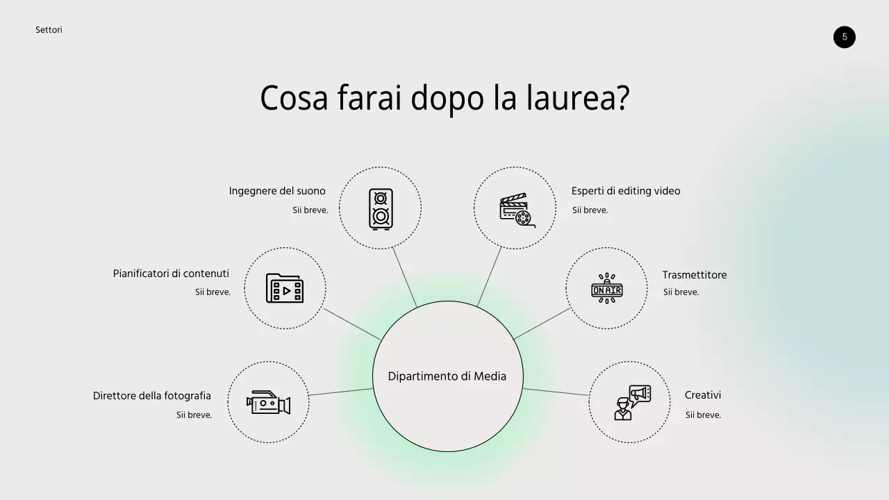 Dipartimento media e pubbliche relazioni PPT con sfondo sfumato