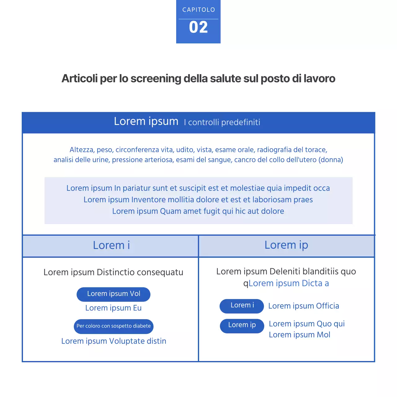 Scheda guida per il controllo sanitario pre-assunzione blu e biancaNews Design