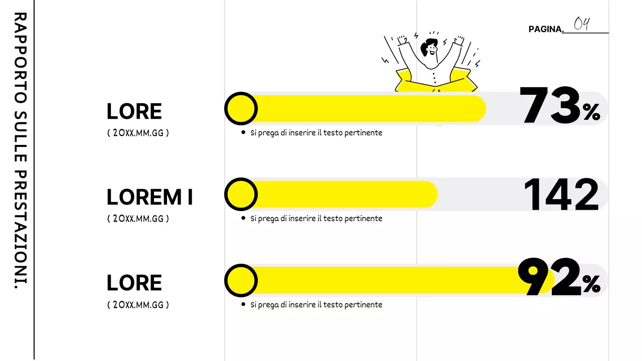 Verbale della riunione di studio con evidenziazione in bianco e giallo