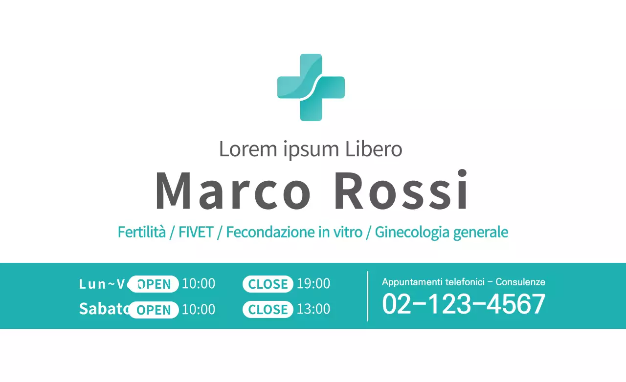 Design pulito e turchese con dettagli ospedalieri