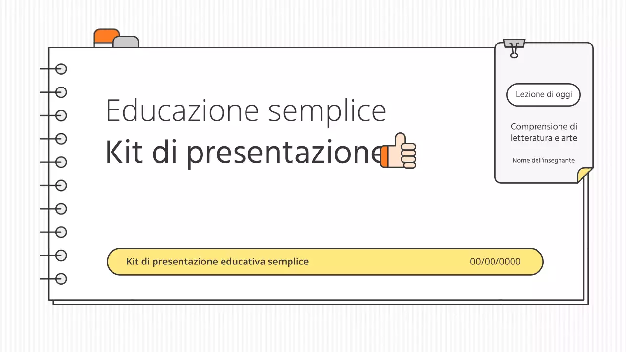 Kit di presentazione educativa concettuale e pulita in bianco e colori accesi