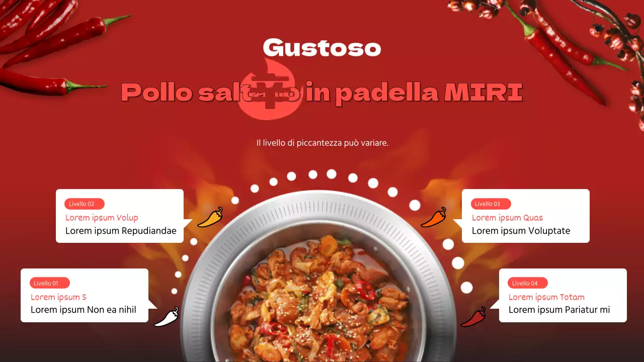 Rosso concetto fotorealistico pollo stir-fry con tema passi piccanti