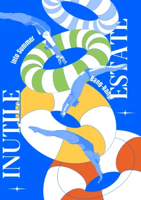 Illustrazione estiva fresca con sfondo blu