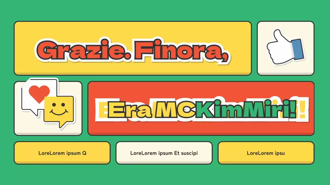 Un portfolio per emcee nel settore dello spettacolo con un simpatico concetto di adesivo rosso e verde