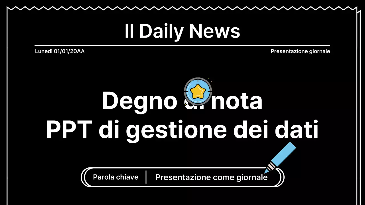Presentazione che attira l'attenzione con linee decise in un concetto di giornale su sfondo nero