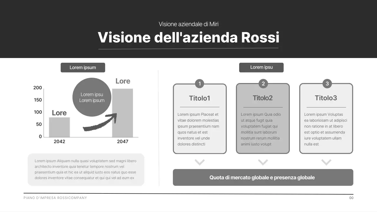 Un profilo aziendale moderno in nero e grigio