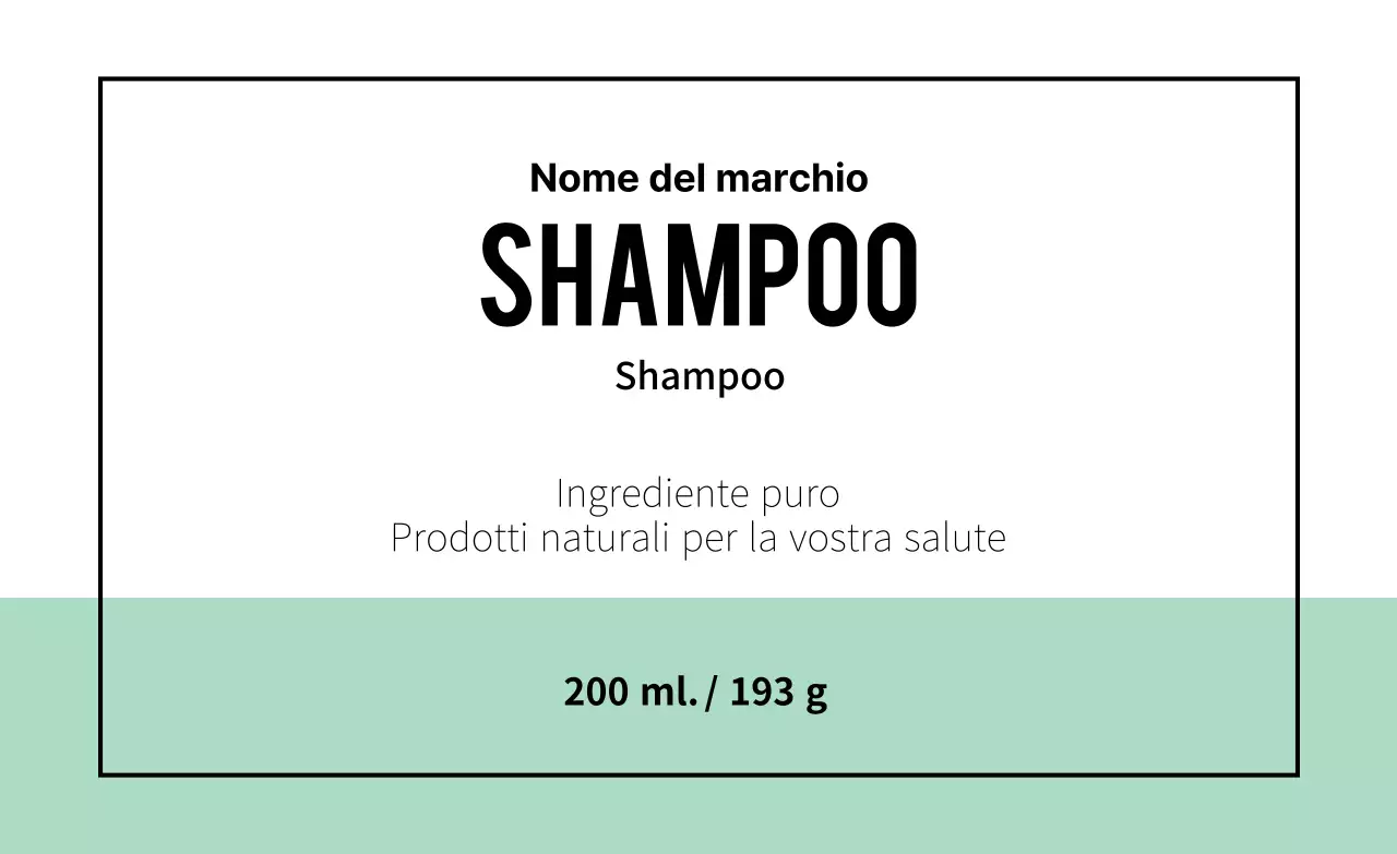 Etichetta adesiva della confezione dello shampoo