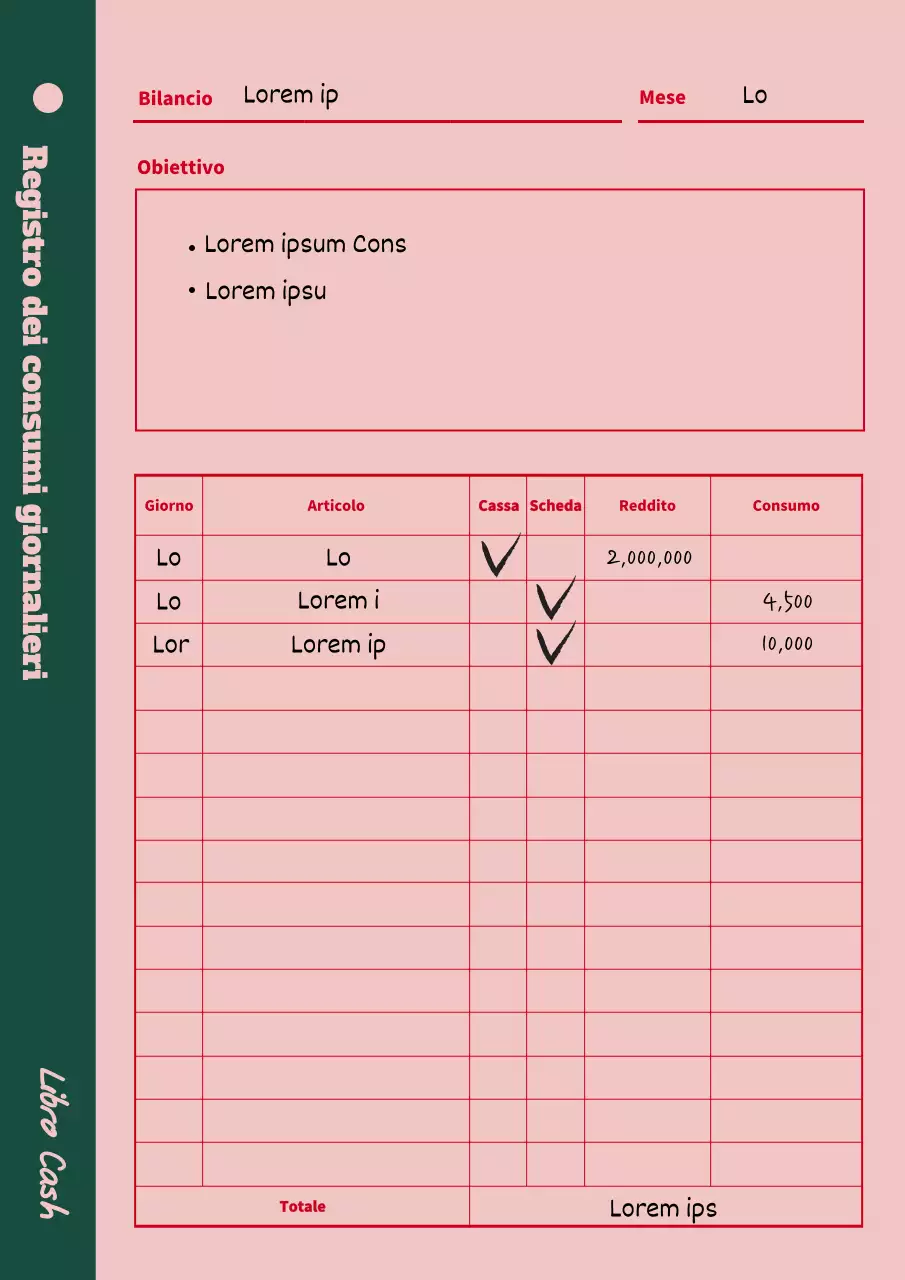 Documento d'ingresso tascabile in stile retrò in rosa e verde