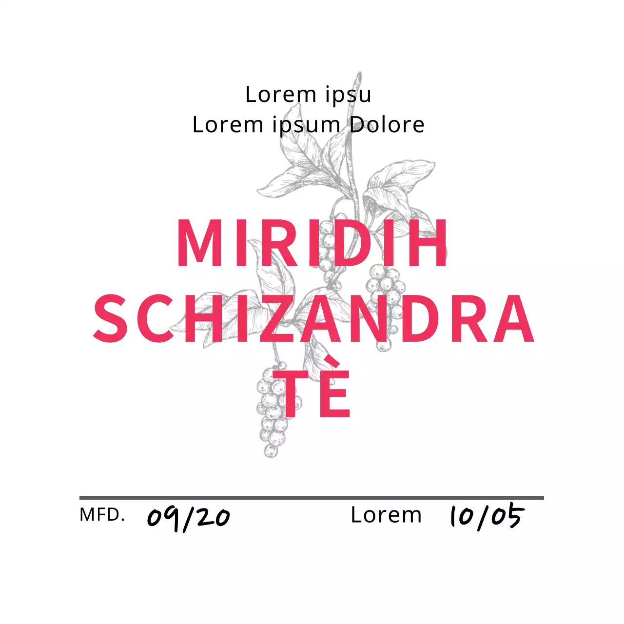 Etichetta per tè da bar con illustrazione rosa