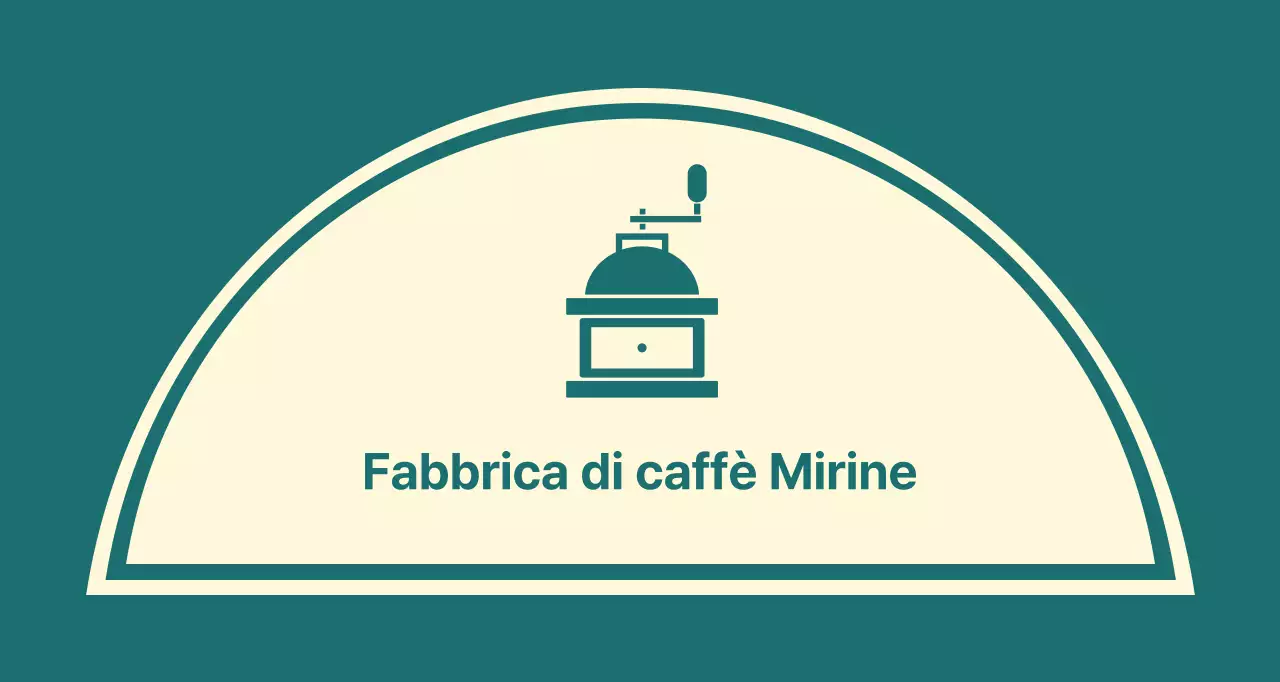 Balsa da caffè con una linea turchese raffigurante un macinino da caffè