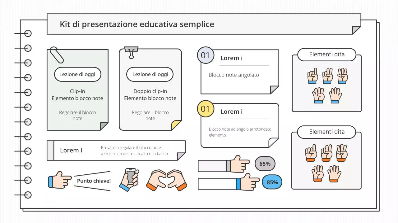 Kit di presentazione educativa concettuale e pulita in bianco e colori accesi
