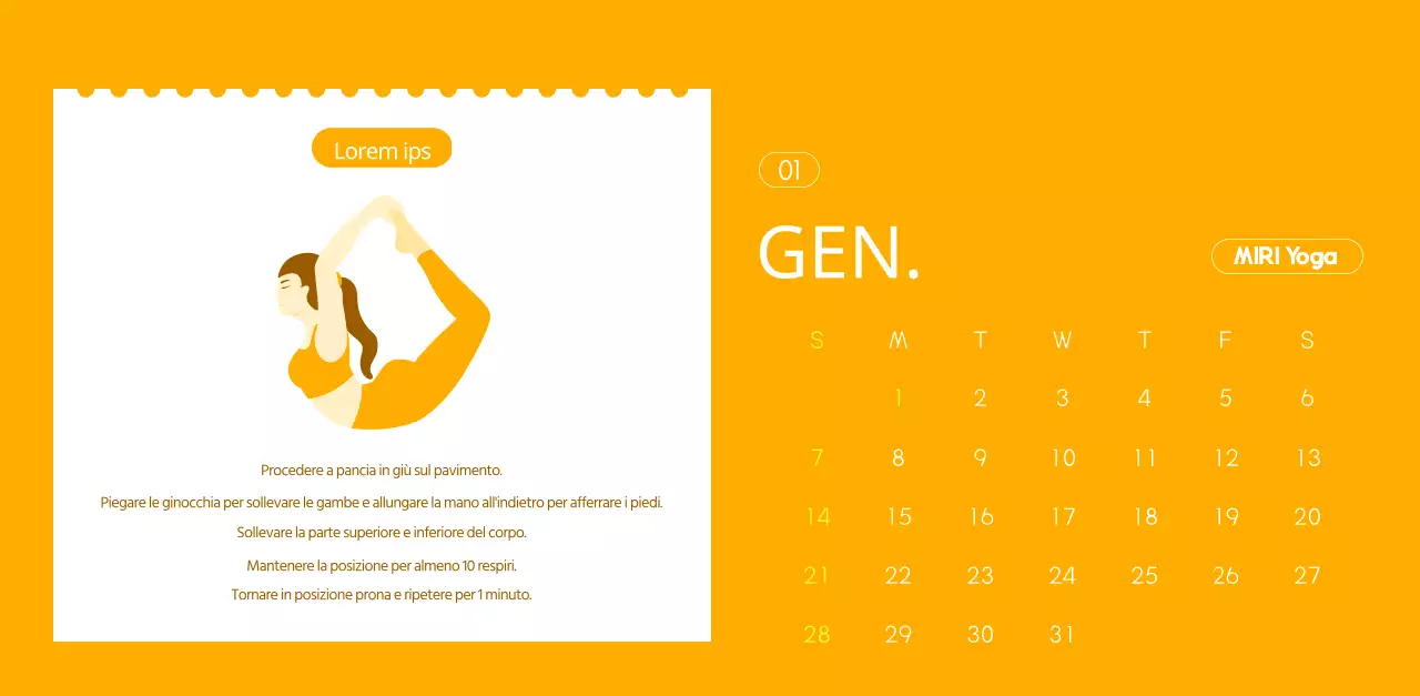 Calendari arancioni da regalare per promuovere il vostro studio di yoga