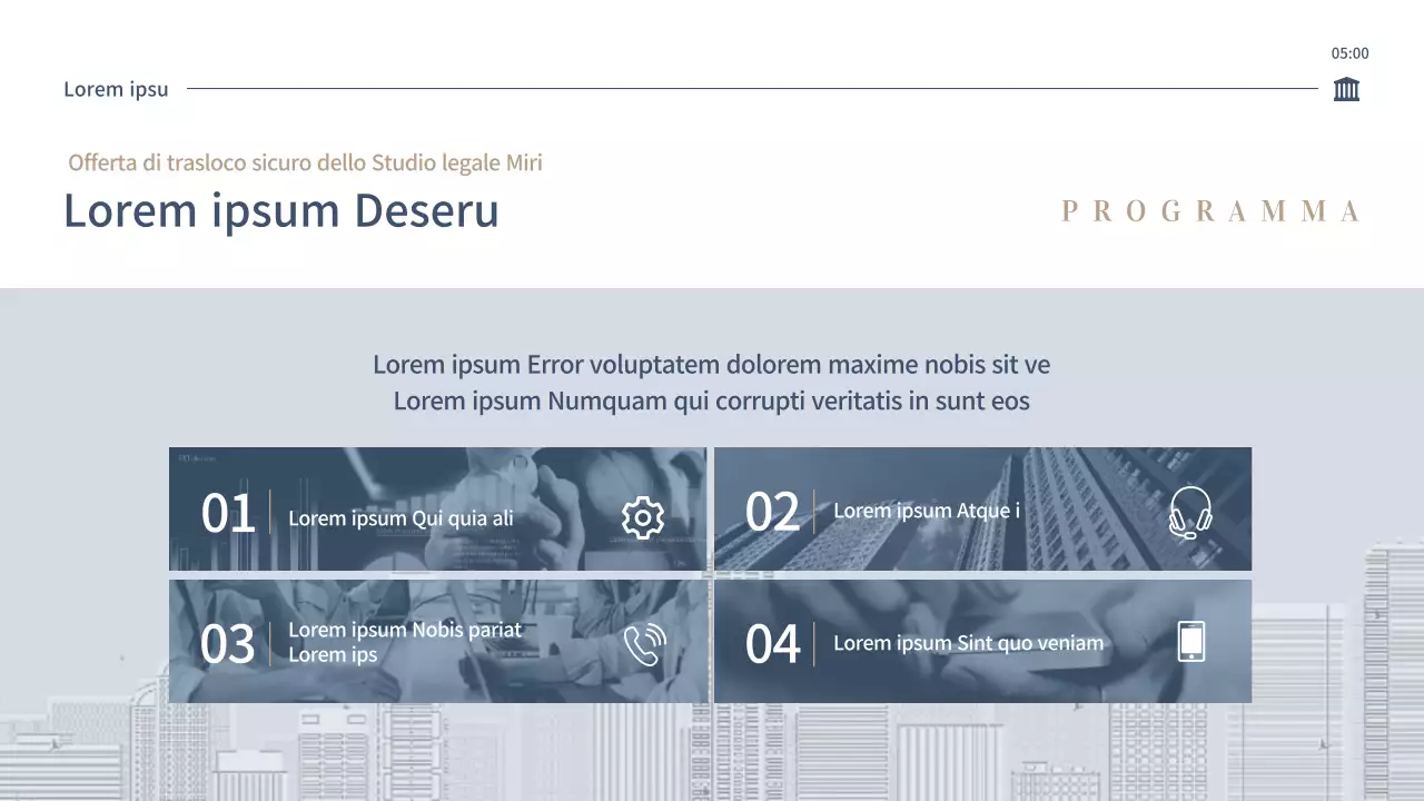 Proposta di offerta di uno studio legale pulito in blu e beige (PPT)