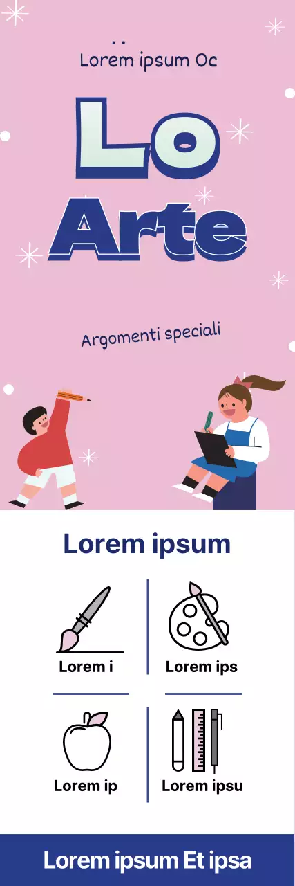 Rosa blu illustrazione carino scuola d'arte pubblicità