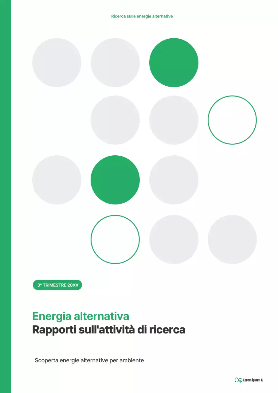 Un rapporto di ricerca pulito con la forma di un cerchio verde