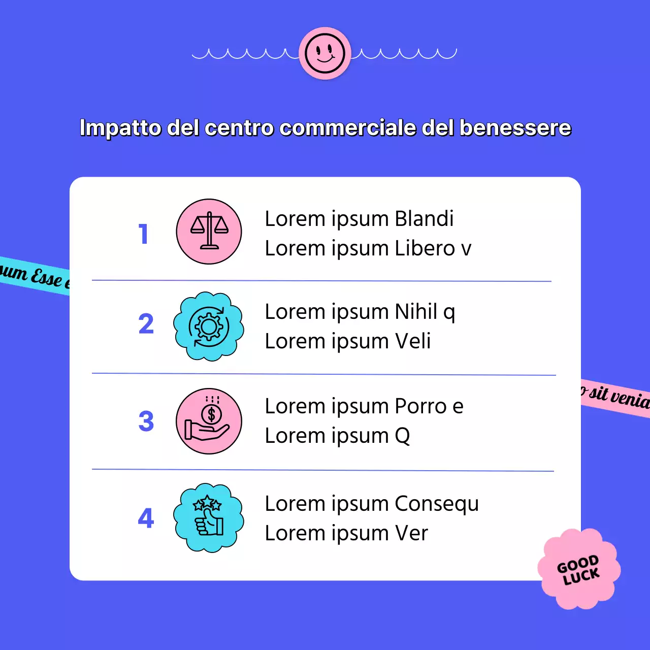 Spiegare il centro commerciale blu del welfare aziendale con un concetto di adesivo CardNews