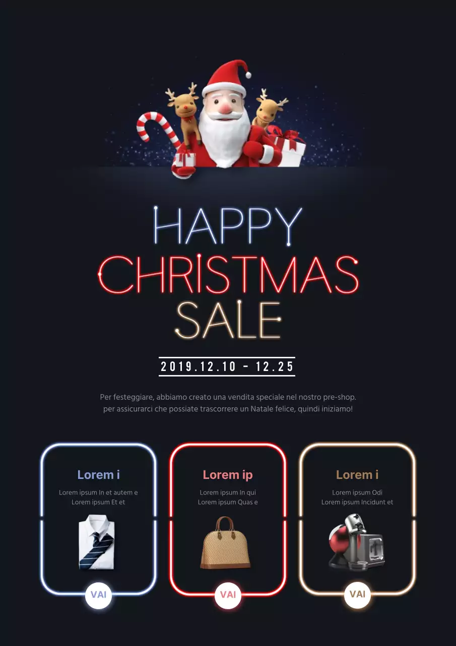 Promuovete una semplice vendita natalizia con un Babbo Natale blu navy e Rudolph