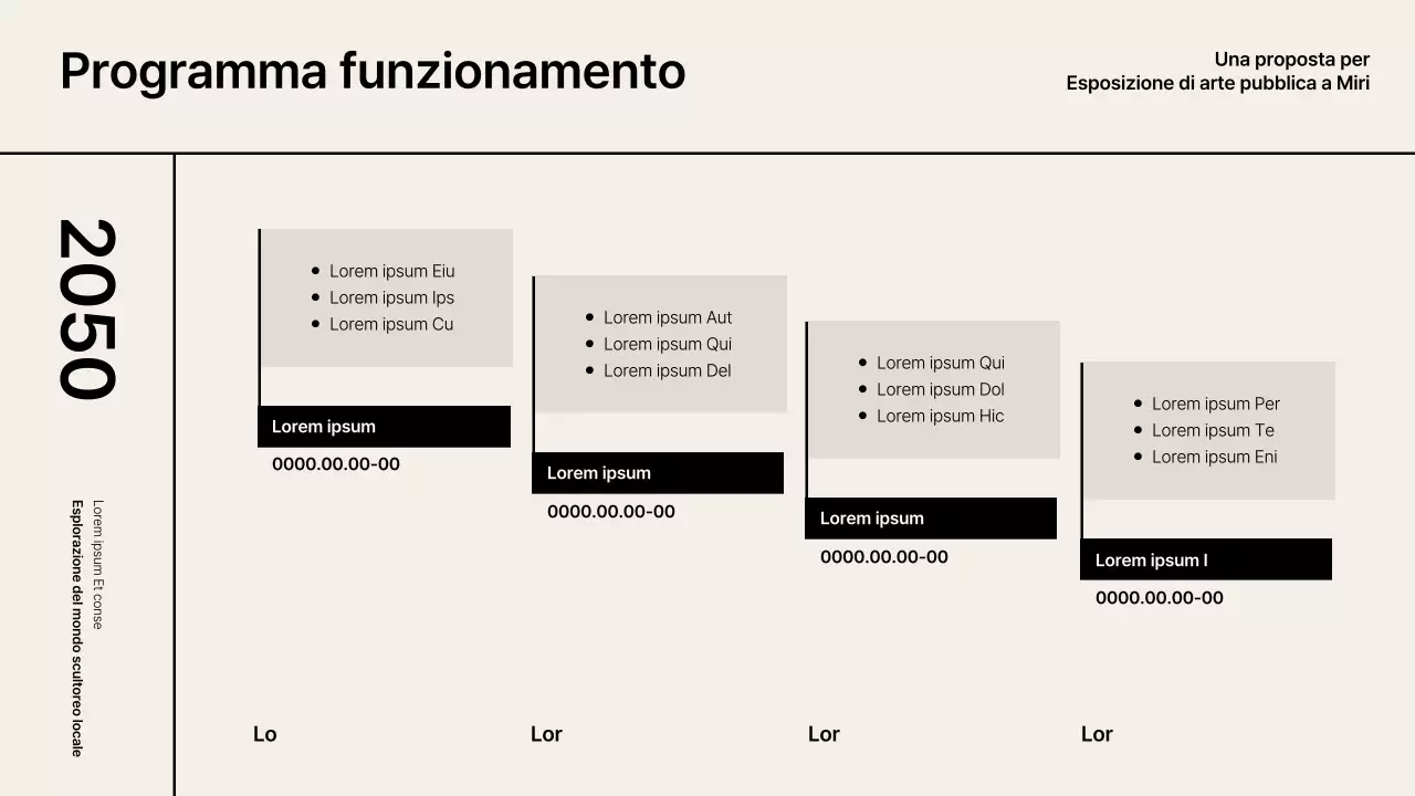 Proposta espositiva con accenti di griglia beige-nera