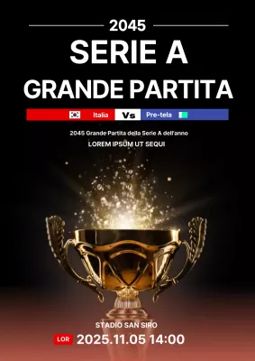 Poster web nero semplice per una partita di calcio