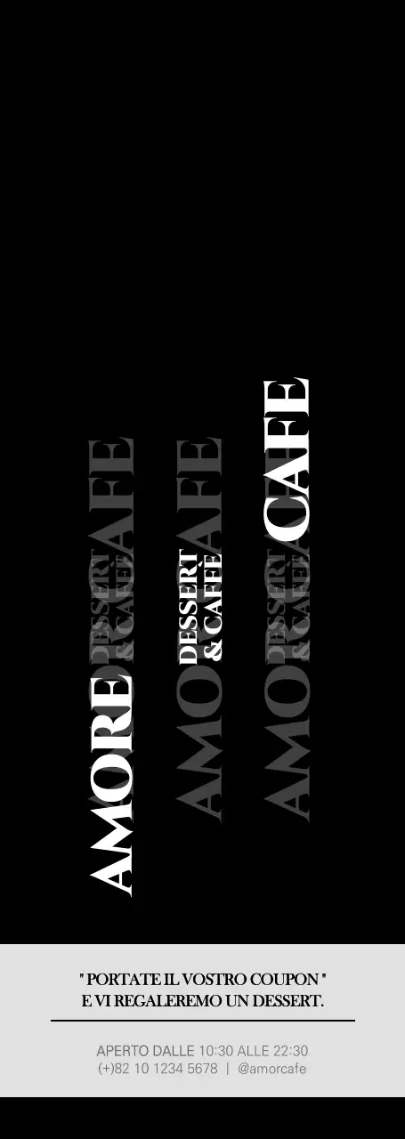 Stile tipografico semplice in bianco e nero per annunci e promozioni di eventi al bar