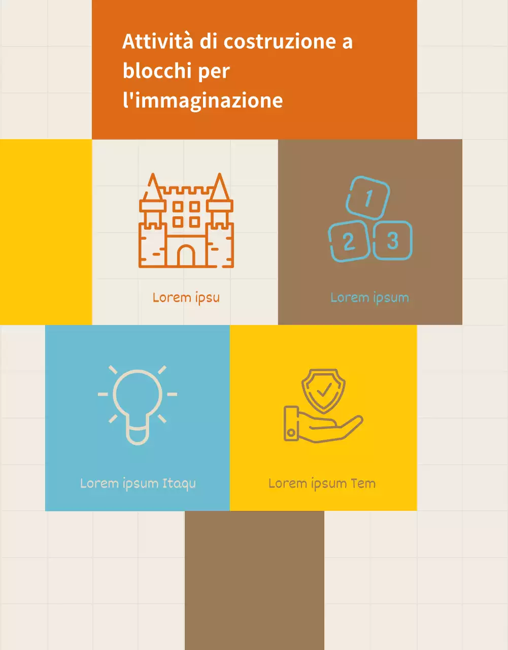 Giallo Blu Marrone Quadrato Blocktoy Promozione Parrocchiale Bambini