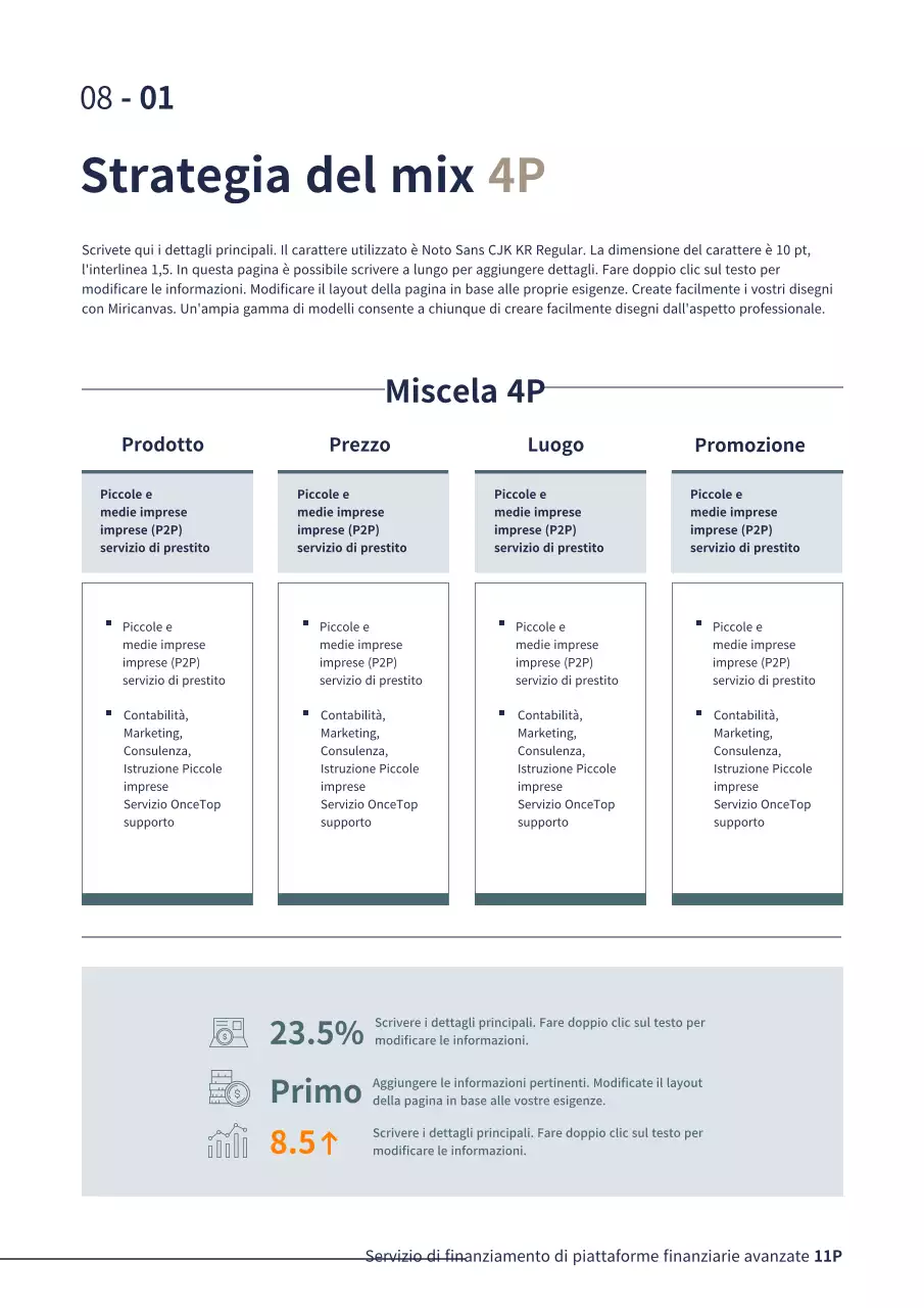 Blu navy Semplice piano aziendale di finanza d'impresa P2P