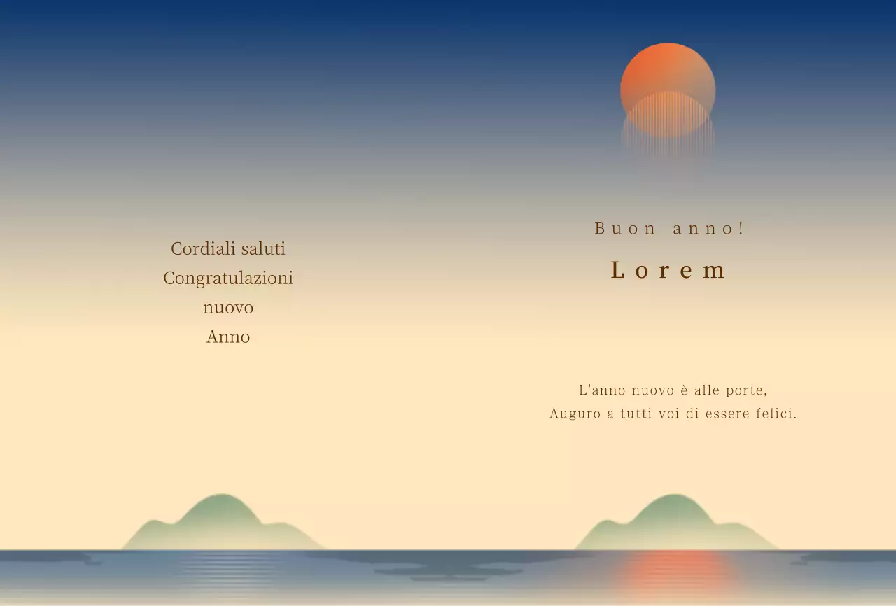 Biglietto di auguri con illustrazione dell'alba calda