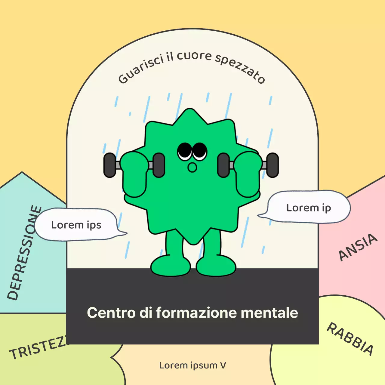 Carino il centro di consulenza psicologica giallo e verde