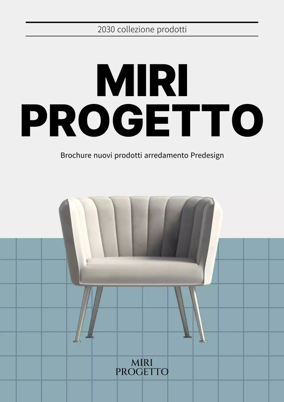 Illustrazione di mobili con plaid blu navy e sedie