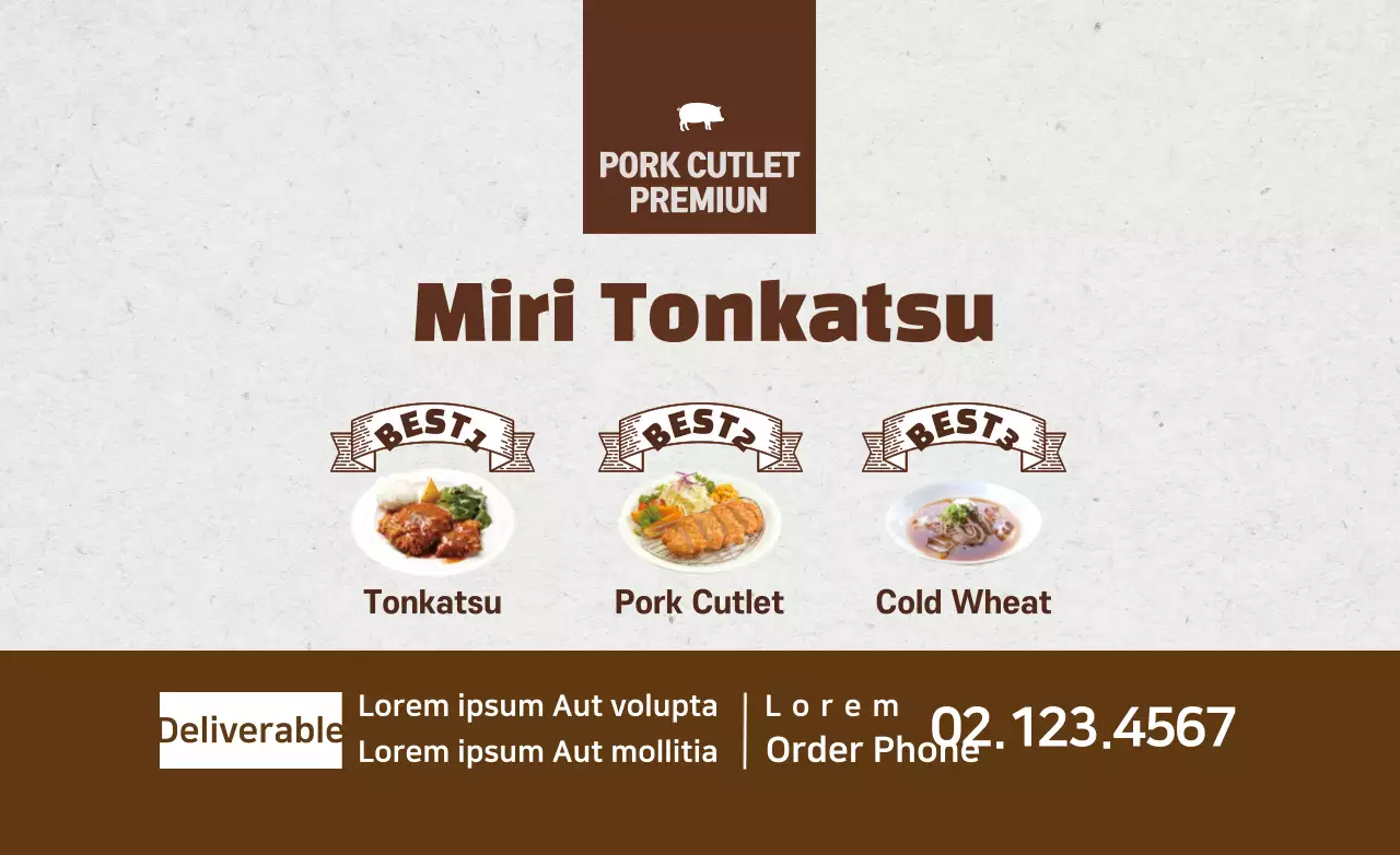 Conceção de uma peça promocional simples e organizada para um restaurante de tonkatsu