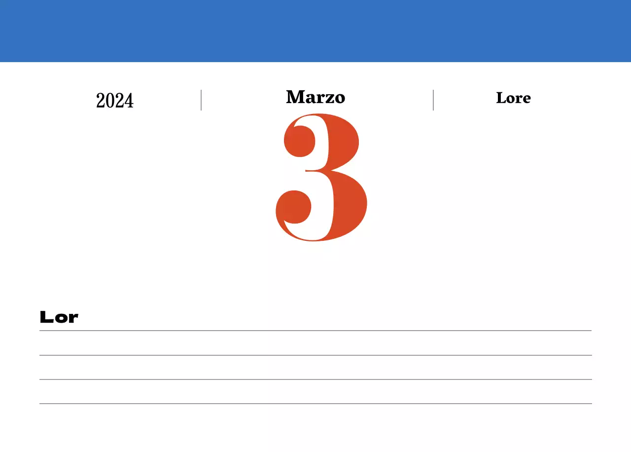 Calendario nostalgico di concezione retrò in rosso e blu