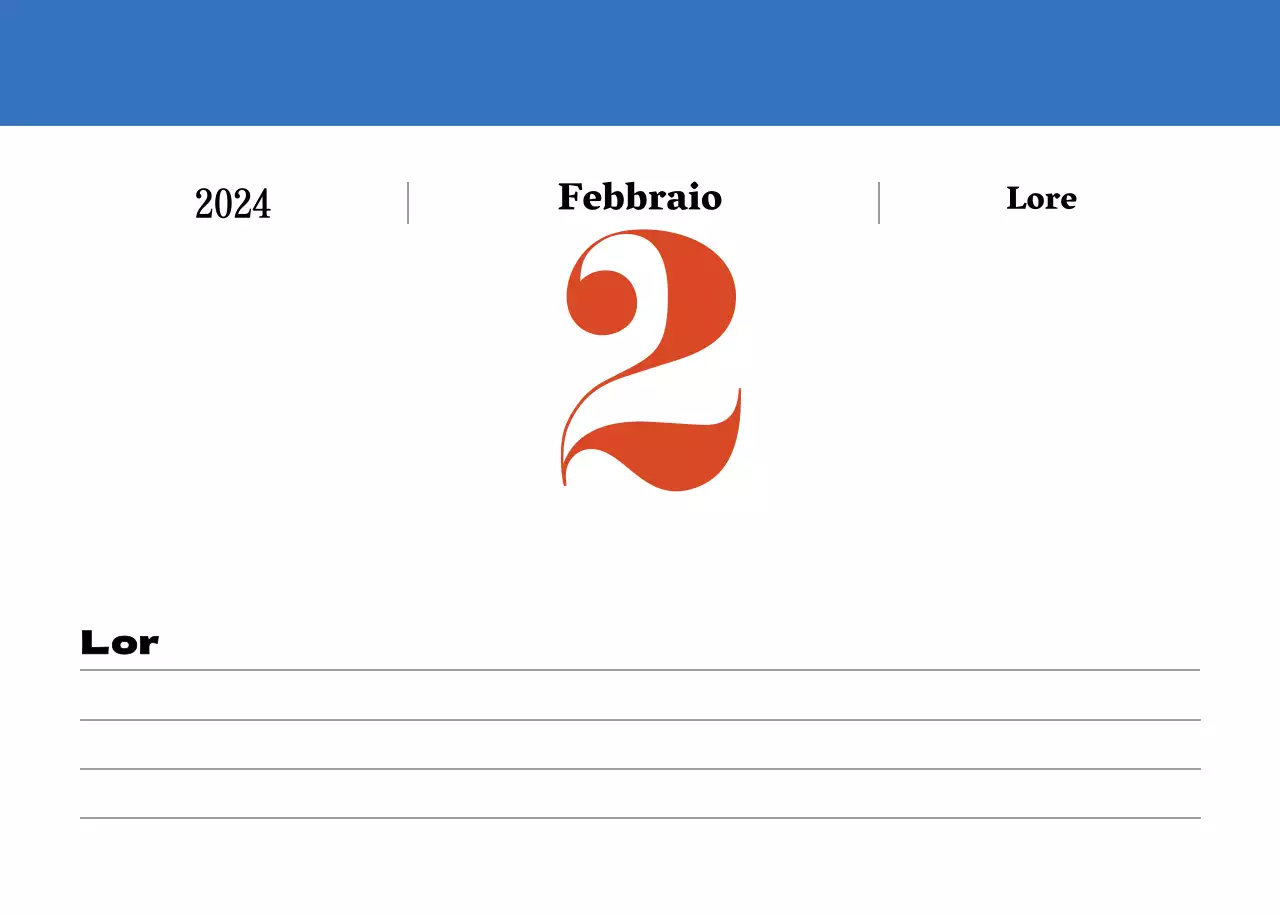 Calendario nostalgico di concezione retrò in rosso e blu