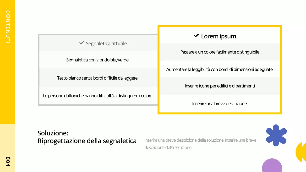 Un semplice progetto di design per i daltonici che utilizza forme con accenti gialli