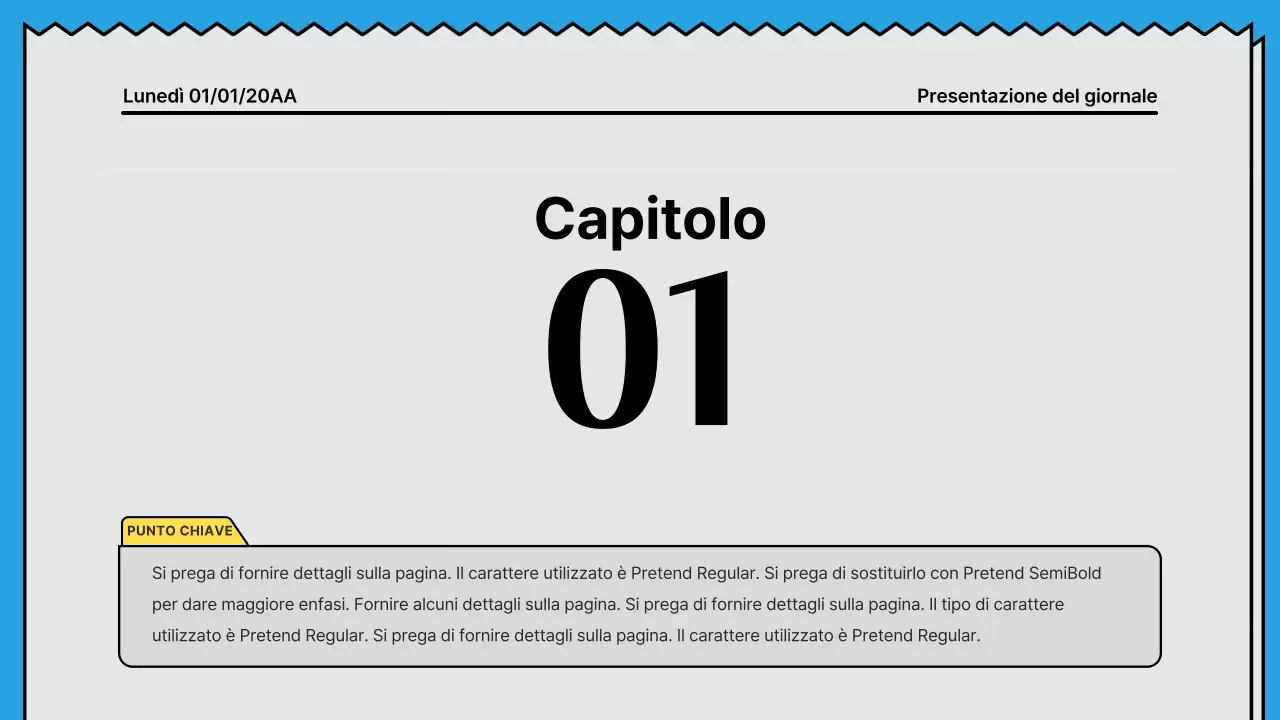 Linee decise e presentazione che attira l'attenzione in un concetto di giornale con accenti di giallo e azzurro