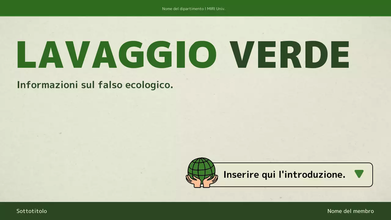Una semplice presentazione in verde con colori verdi