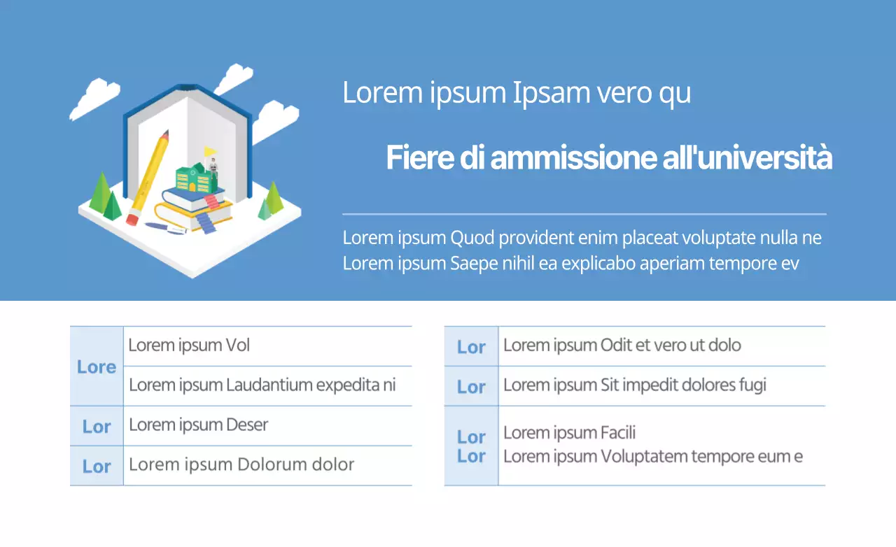 Uno stile semplice e pulito in blu e bianco per la presentazione alle ammissioni universitarie