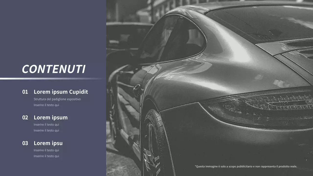 Modello di piano espositivo per il settore automobilistico