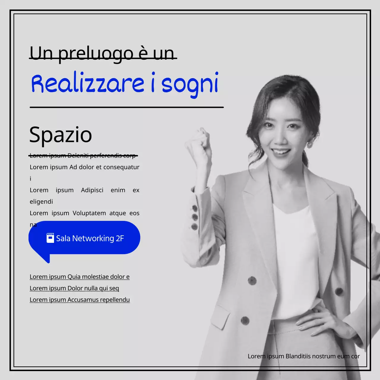 Introdurre lo spazio prestore, mettendo in risalto l'immagine dei giovani blu