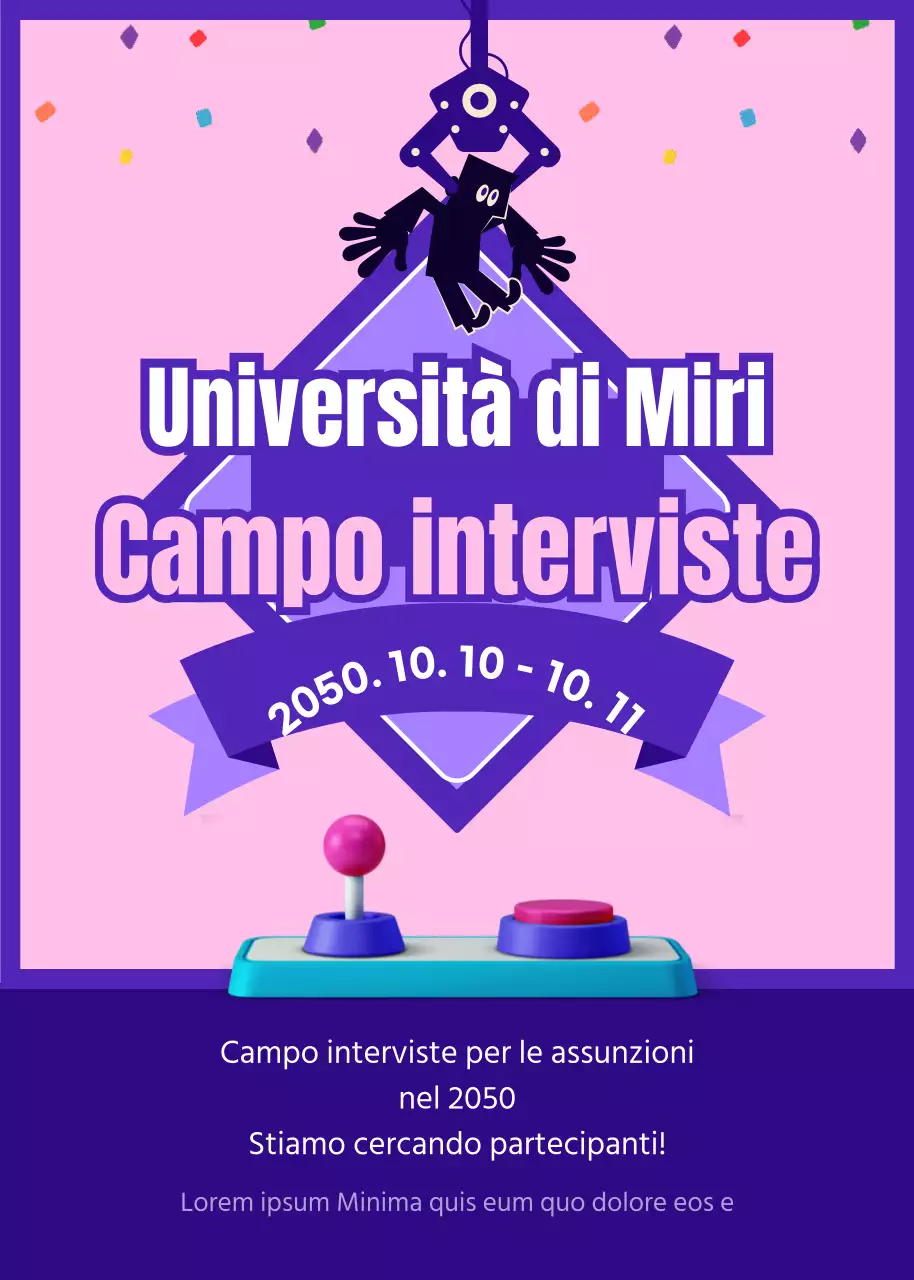 Reclutamento per un campo di reclutamento viola e rosa