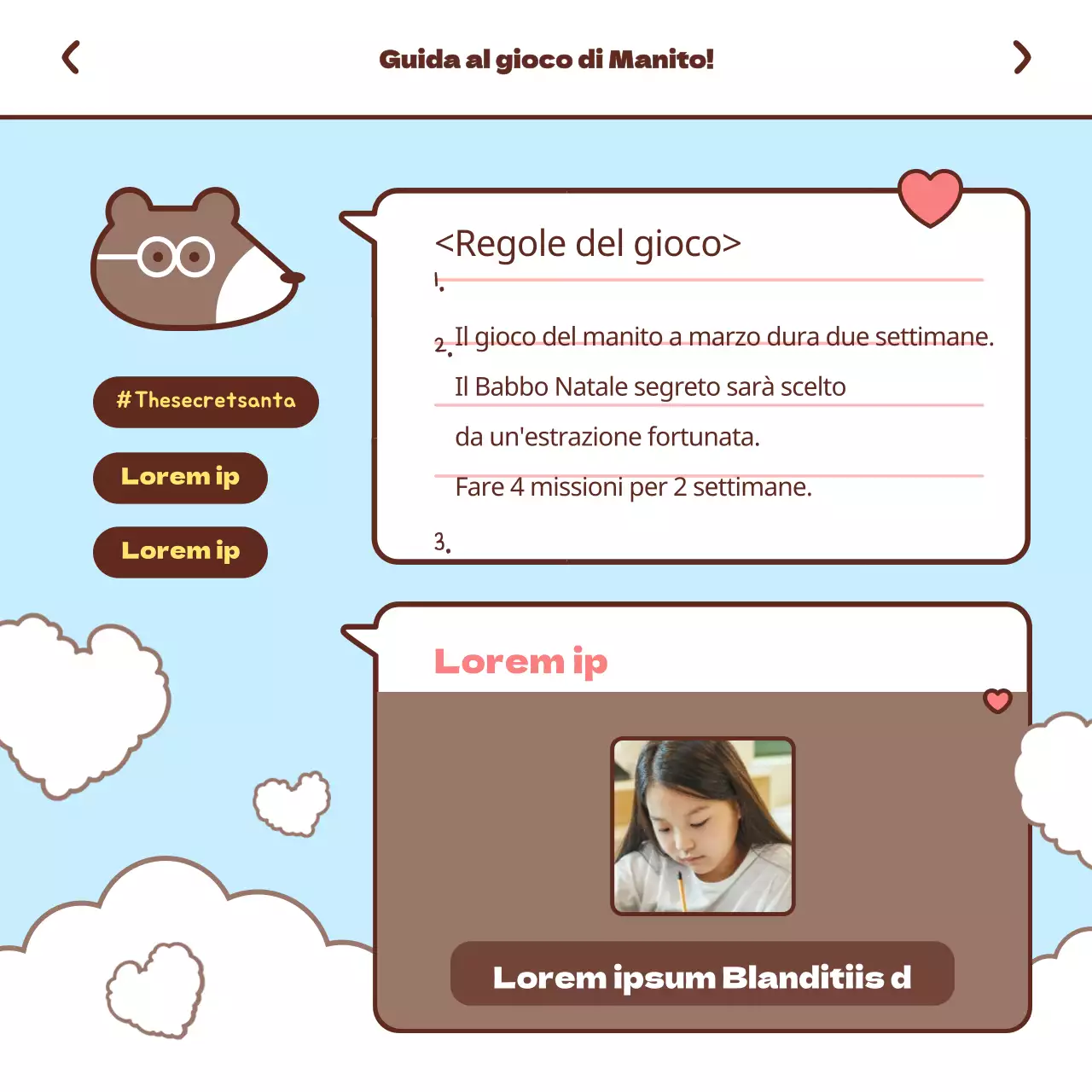 Progetto di primo contatto con un concetto di messaggeria pastello