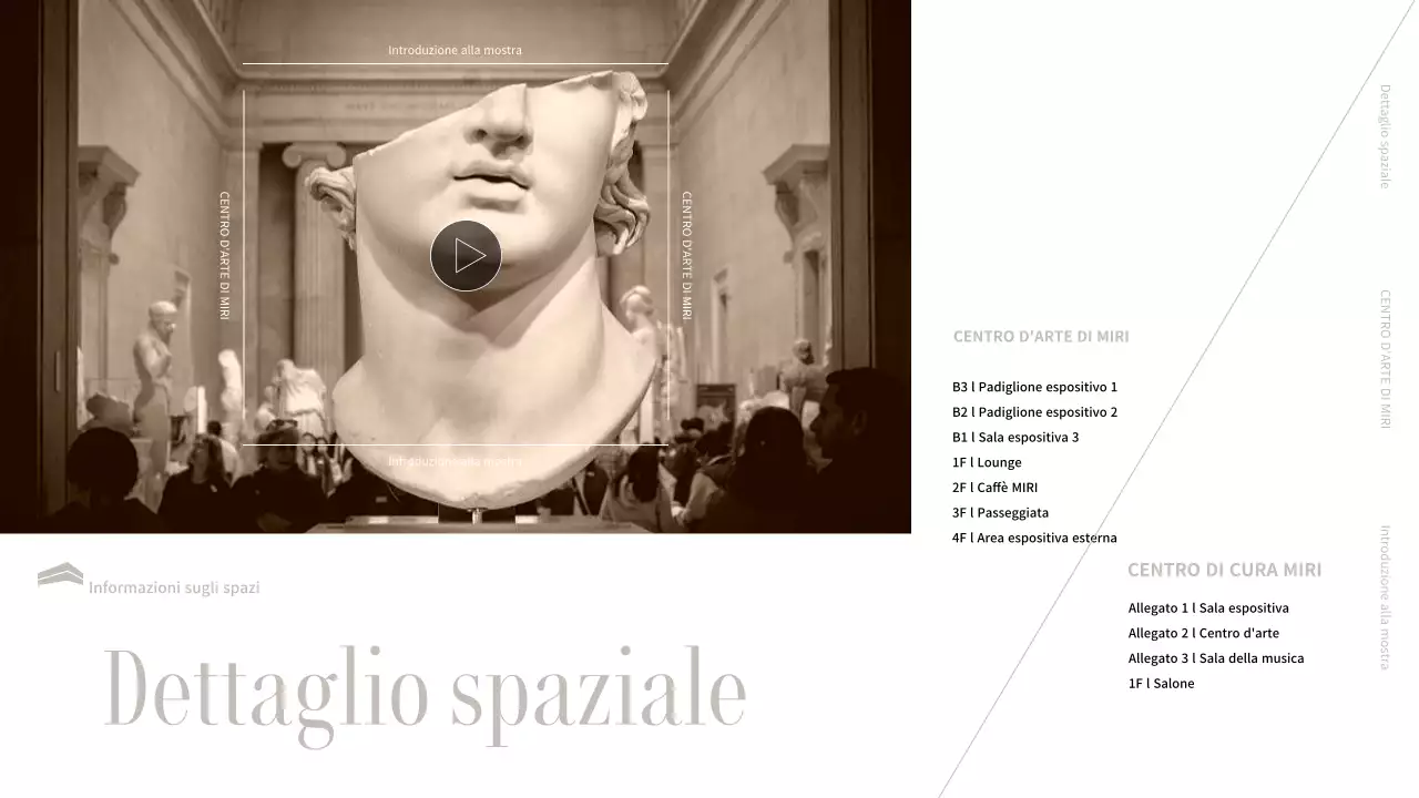 Introduzione a una lussuosa mostra museale in nero e beige