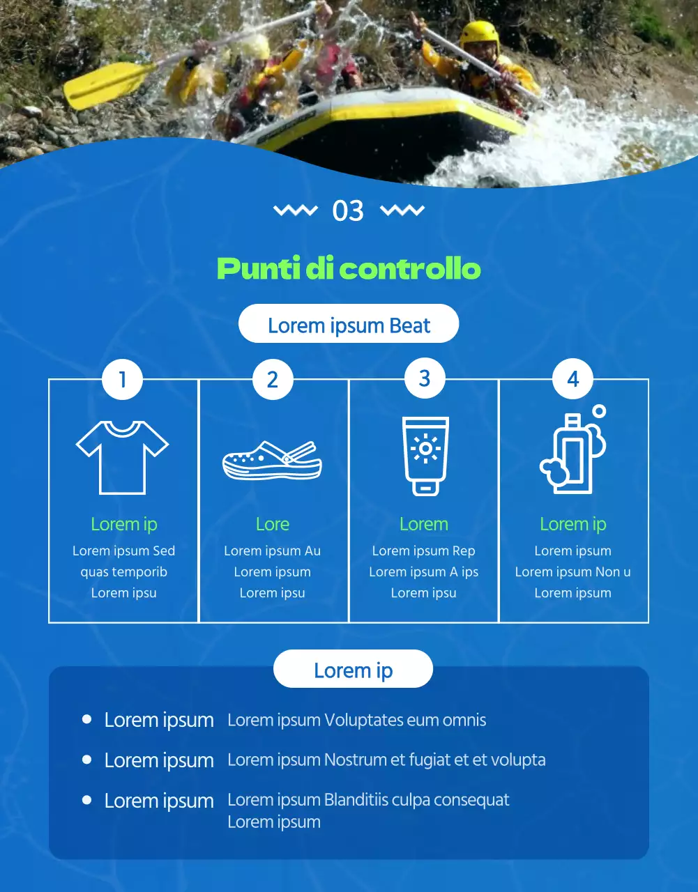 Le compagnie di rafting con le illustrazioni di Donggang blu e verde