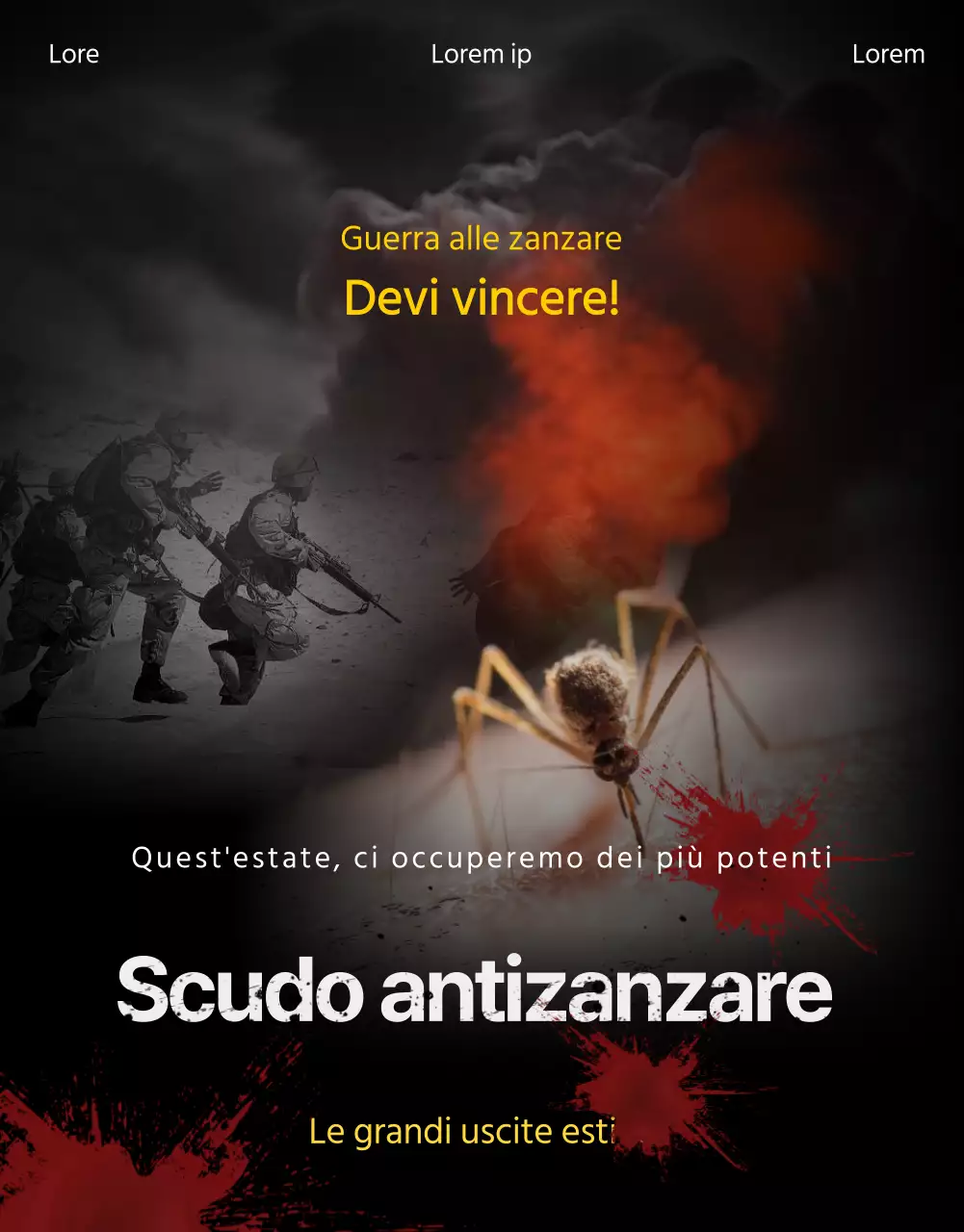 Promuovere i prodotti antizanzare con un look scuro, simile a un poster cinematografico.