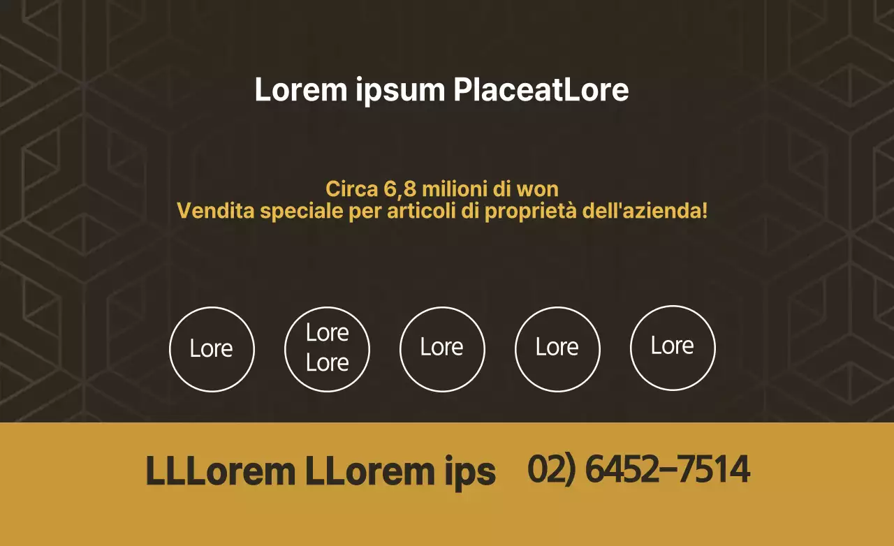 Stile di impaginazione del testo semplice in ocra e bianco con informazioni sulla vendita