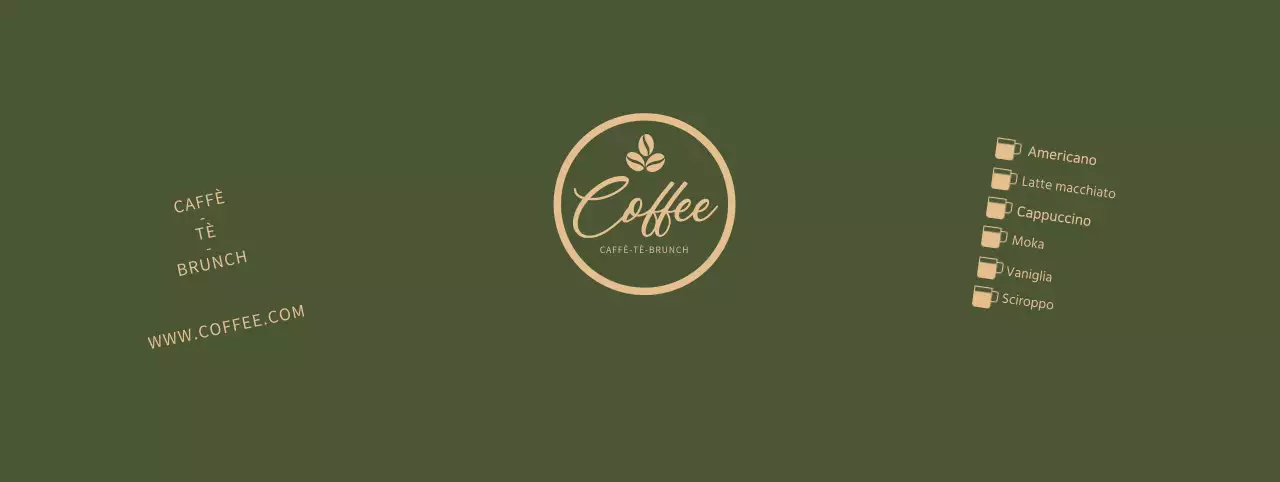 Bicchieri di carta da esposizione per il menu bevande di un caffè in oro e verde