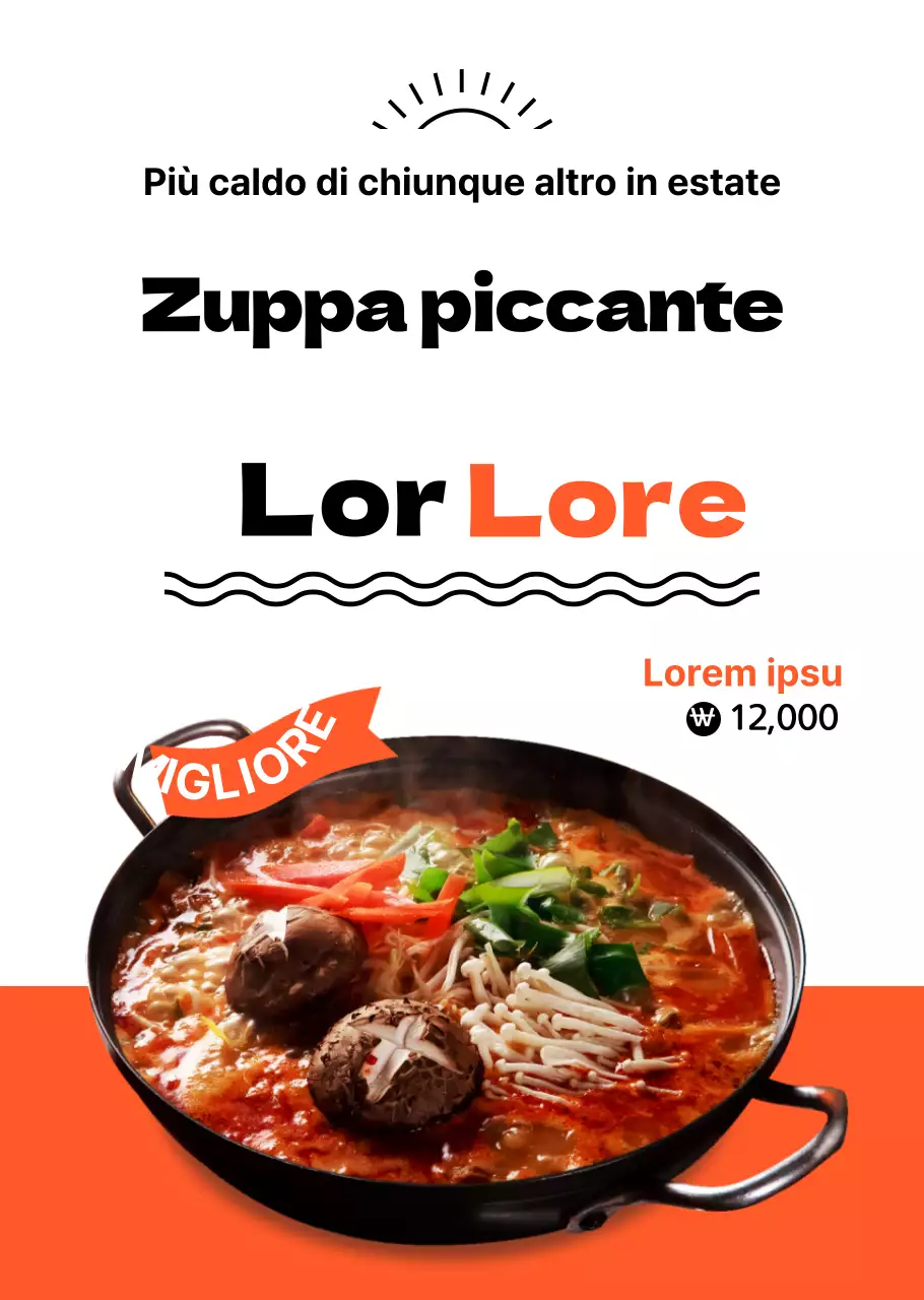 Zuppa piccante con titolo rosso vivo