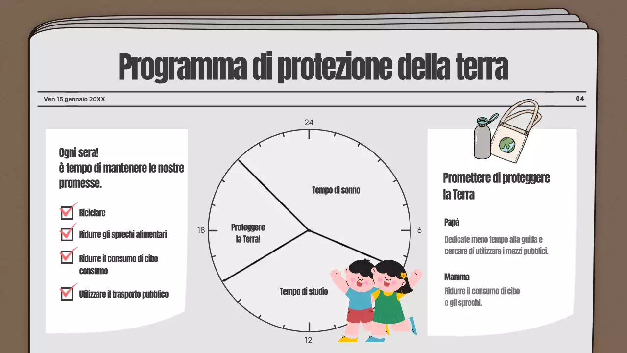 Giornale ambientale della famiglia della scuola elementare