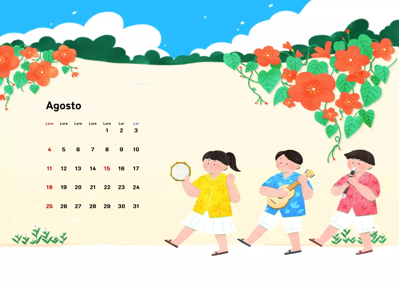Un calendario di Capodanno caldo e illustrato