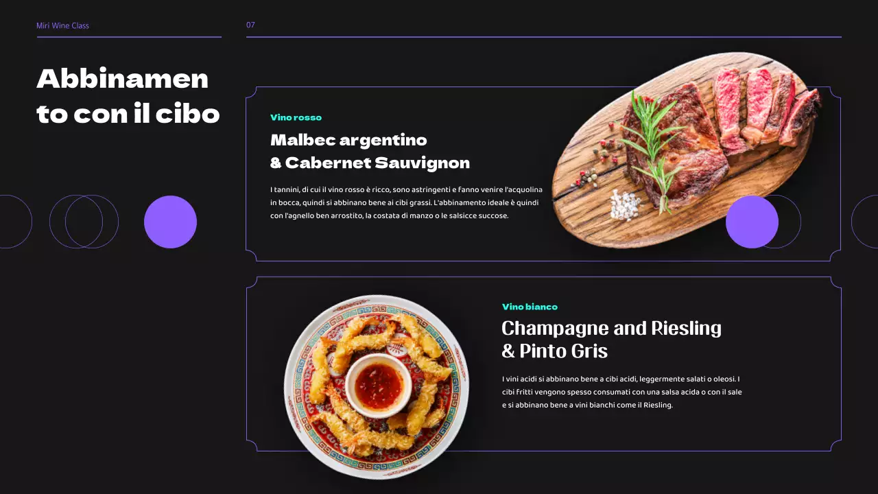 Seminario di classe sul vino e la birra nei toni del nero e del viola