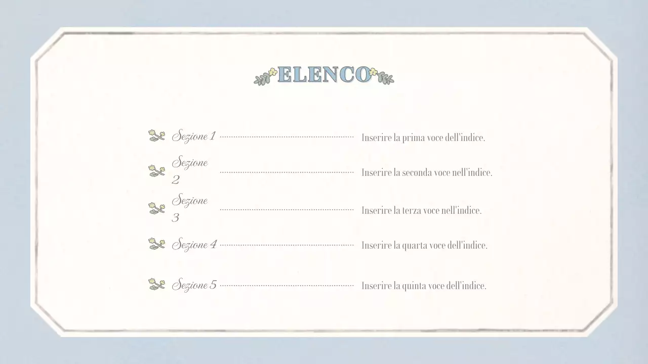 Layout concettuale emozionale di base con motivo di carta da parati vintage in beige e blu chiaro